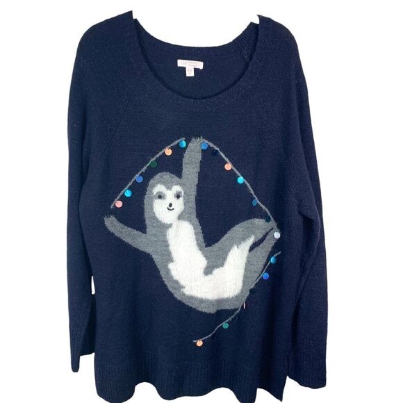 Lauren Conrad Navy Blue Shimmer Sloth Sweater - Picture 1 of 10